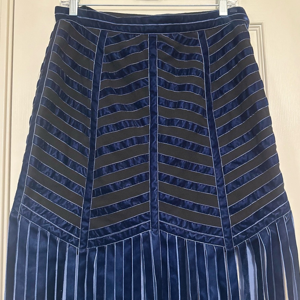 Free People Navy and Black Fringe Maxi Skirt - Picture 5 of 12